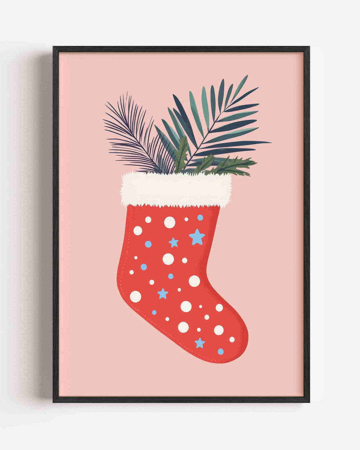 Kerstsok met bladeren – kids portret poster als wanddecoratie