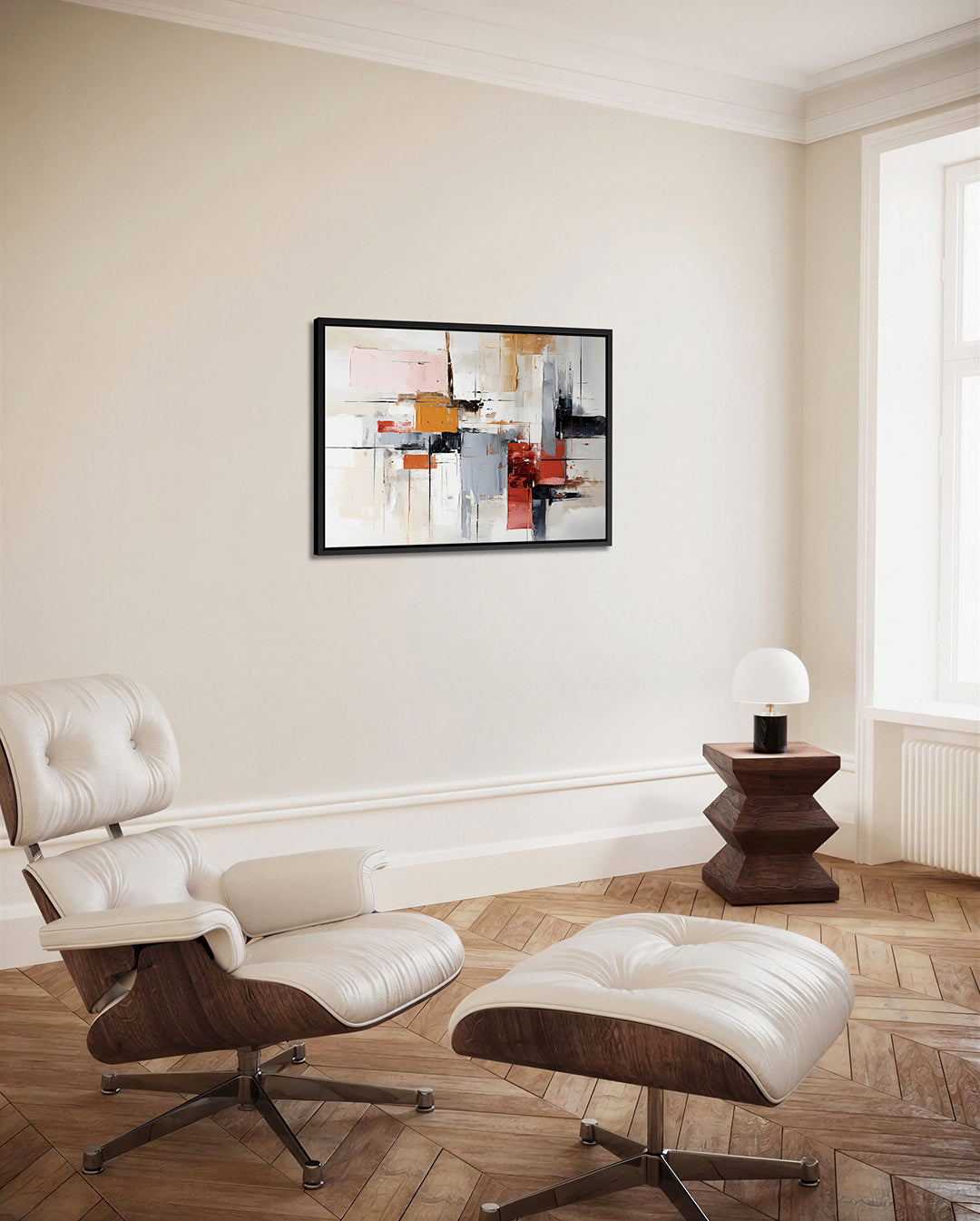 Geometrische kleurencompositie – Dynamische – alternatieve weergave van het kunstwerk