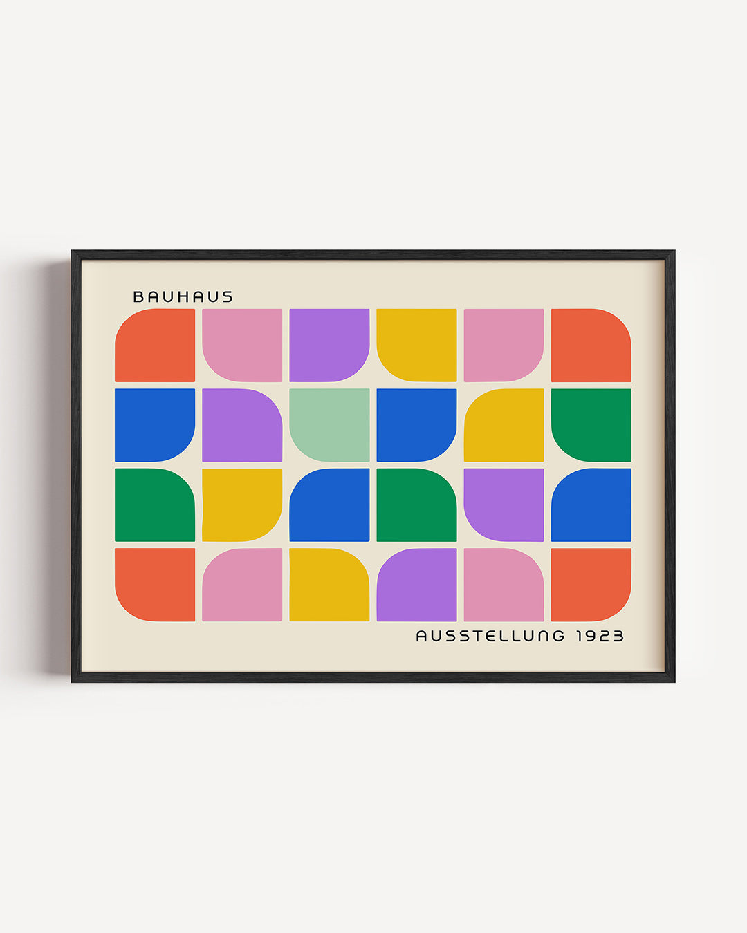 Vormritme en kleur – liggende Bauhaus poster als wanddecoratie