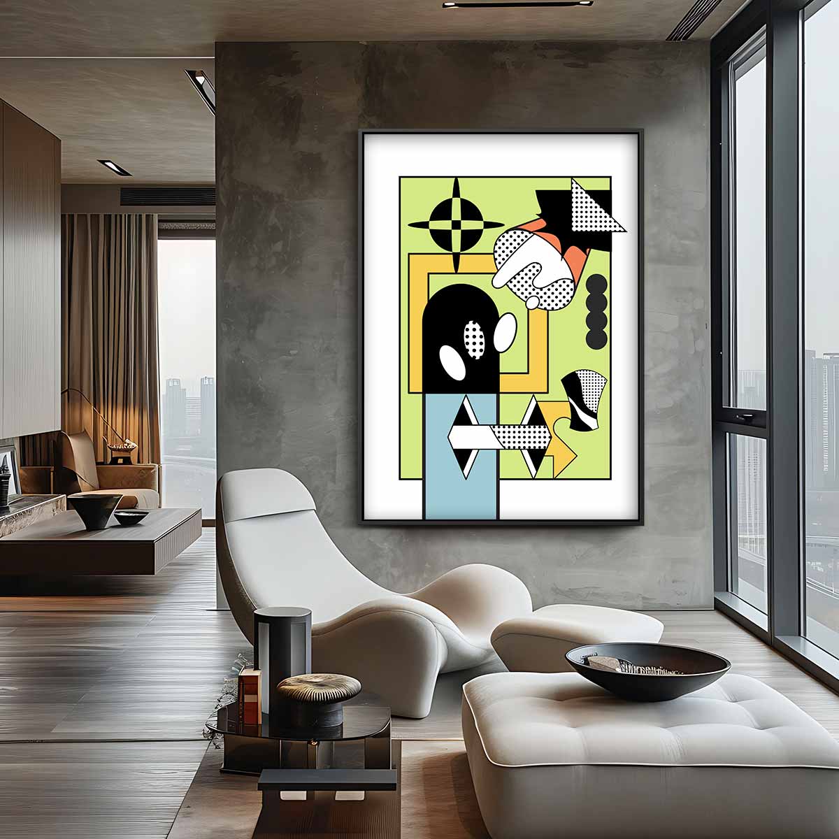 Abstracte Geometrische Compositie – canvas wanddecoratie in portret formaat