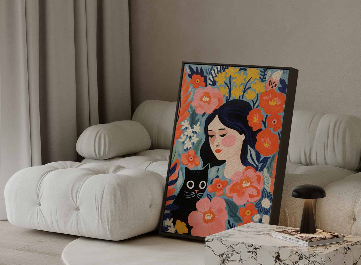 Bloemendroom met Kat – portret kunstwerk als wanddecoratie, afbeelding 13