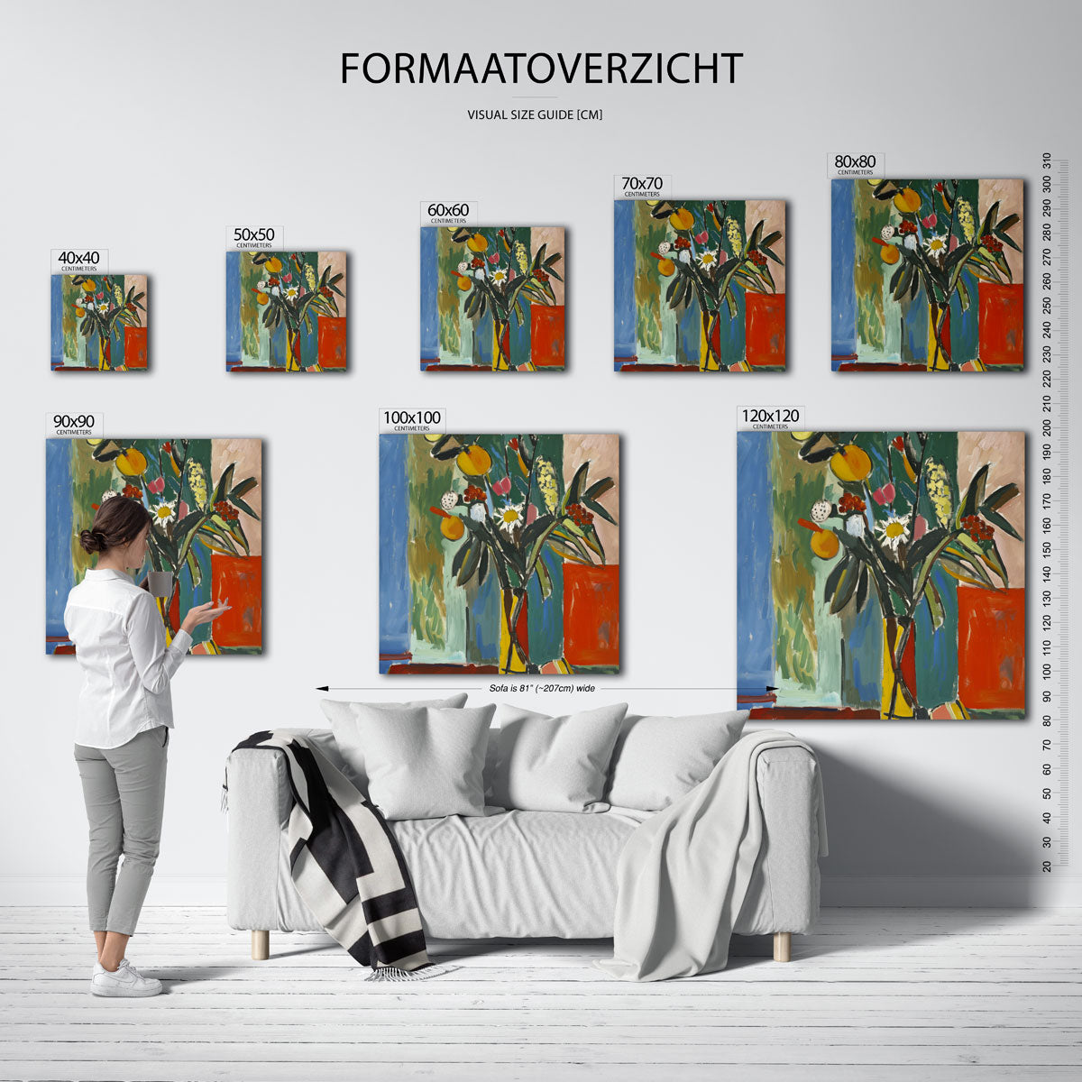 Bloemen en fruit – vierkante muurposter met kunst en design