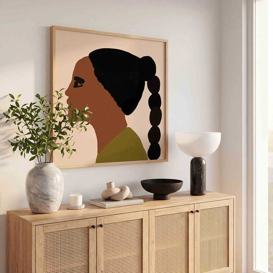 Profiel van vrouw – illustratie poster in vierkant formaat