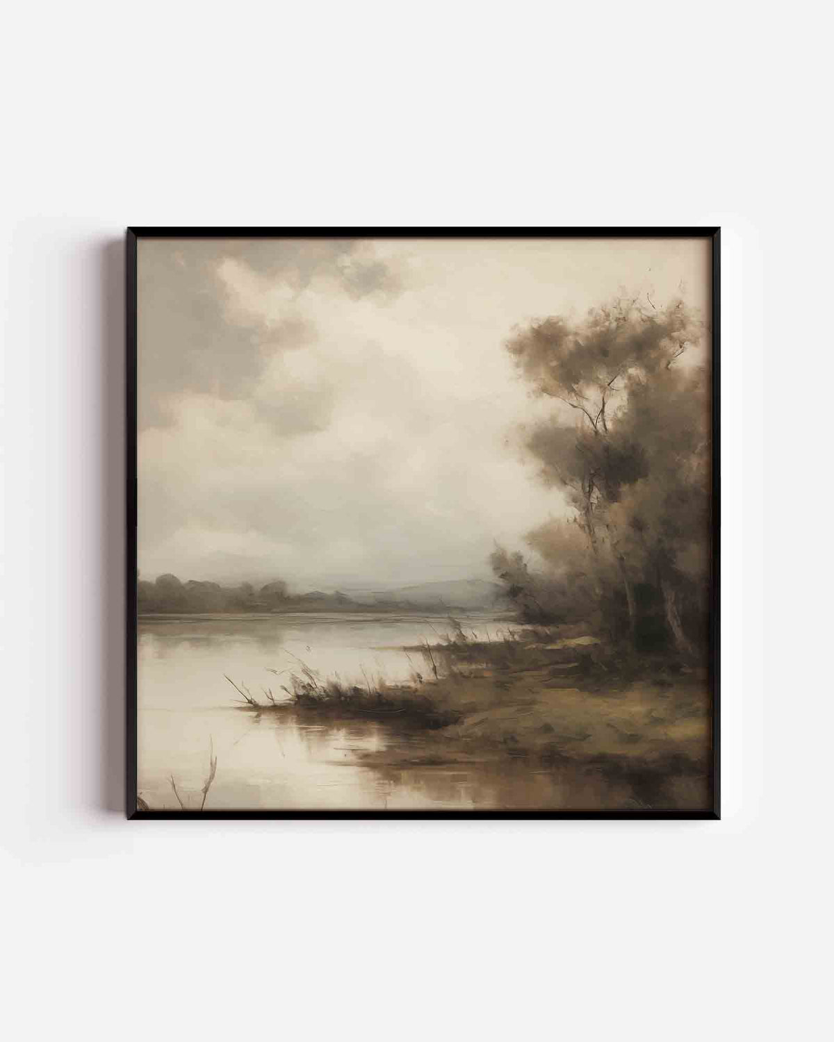 Landschap met rivier – vintage vierkante poster als wanddecoratie