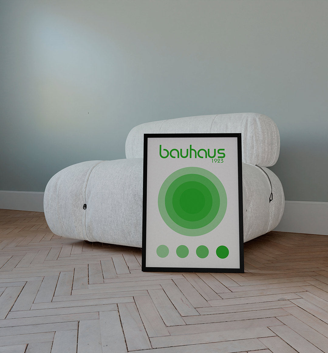 Cirkelvormen en kleur – staande Bauhaus poster voor aan de muur