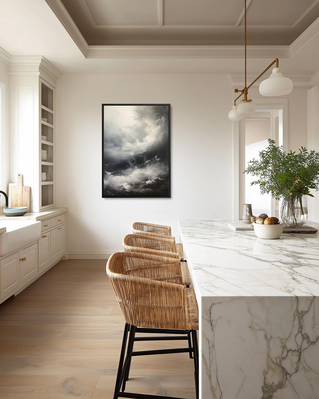 Dynamische wolkenlucht – staand wanddecoratie kunstwerk