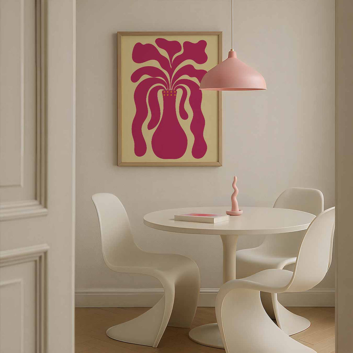 Speelse Vaasvorm Illustratie – bloemen poster in staand formaat