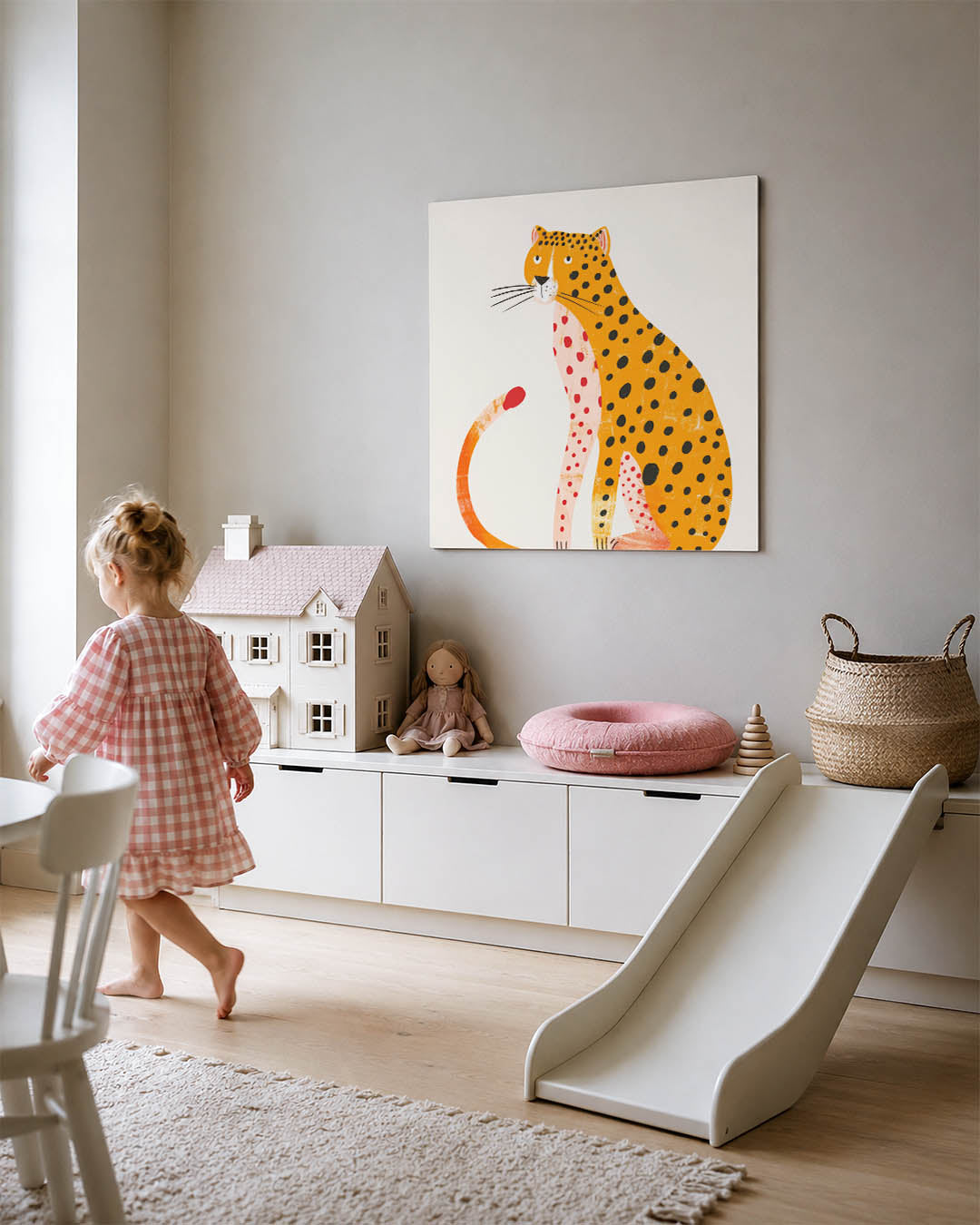 Gestileerde luipaard illustratie kunstwerk – tweede productweergave – dit kunstwerk toont een gestileerde luipaard met