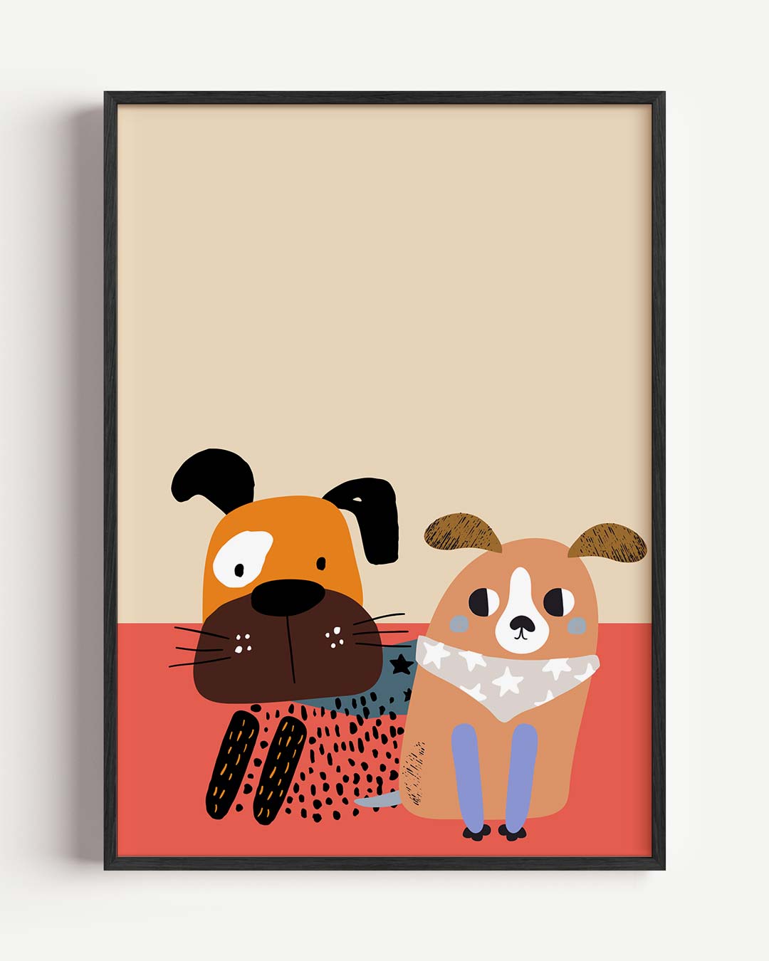 Vrolijke Hondenmaatjes – kids portret poster als wanddecoratie