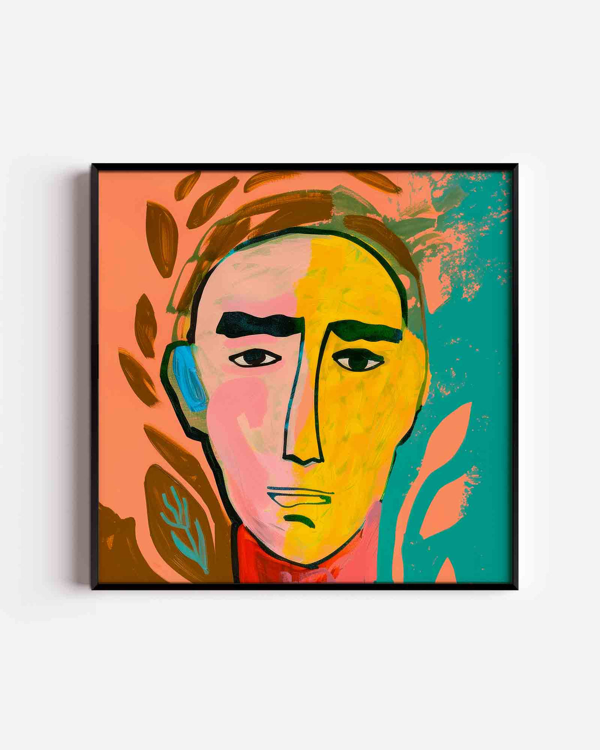 Abstracte gezichten – kleurrijke illustratie poster als wanddecoratie