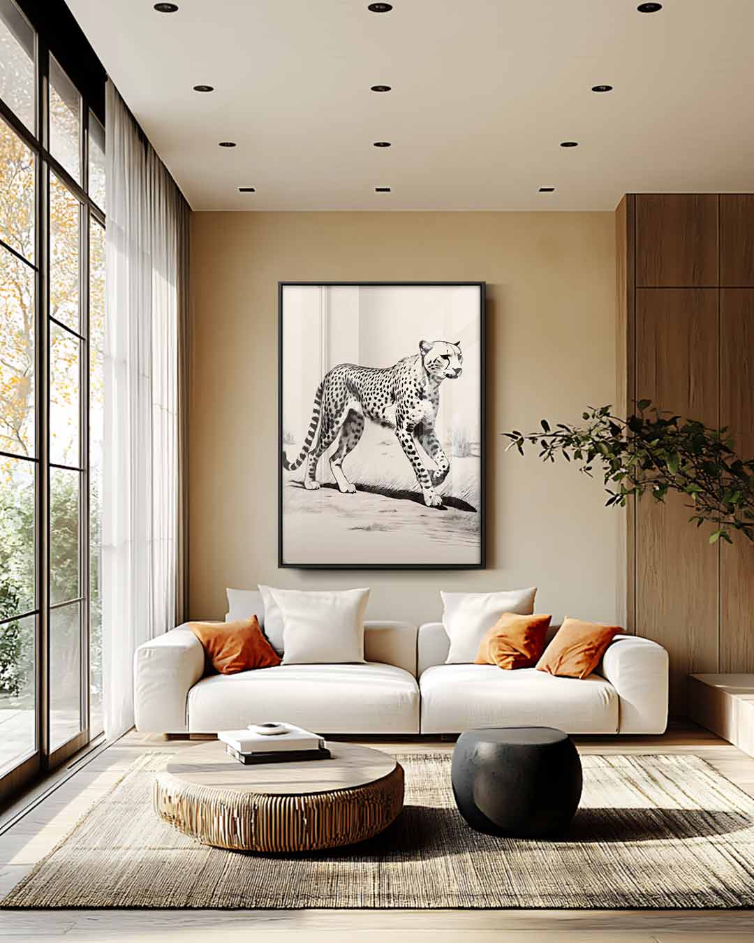 Maestoso ghepardo nella savana opera d'arte