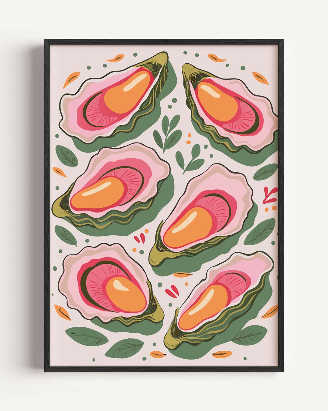 Kleurrijke Oester Illustratie – keuken portret poster als wanddecoratie