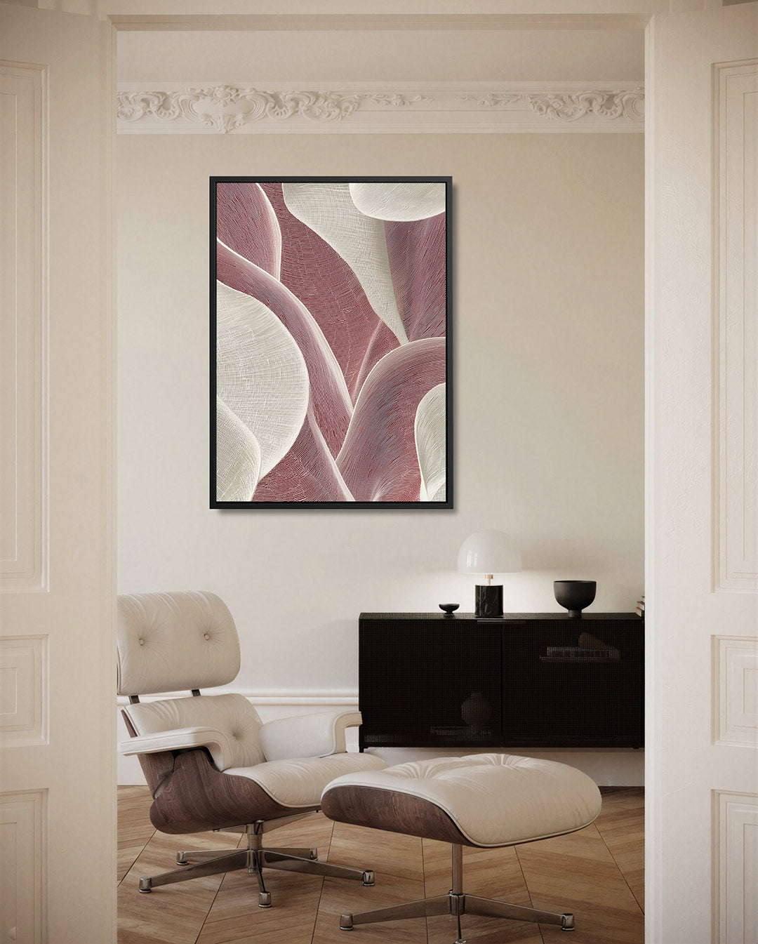 Golvende lijnen – moderne staande wandkunst