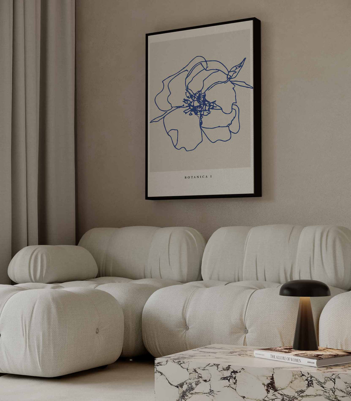 Moderne Botanische Lijntekening – plexiglas wanddecoratie in portret formaat