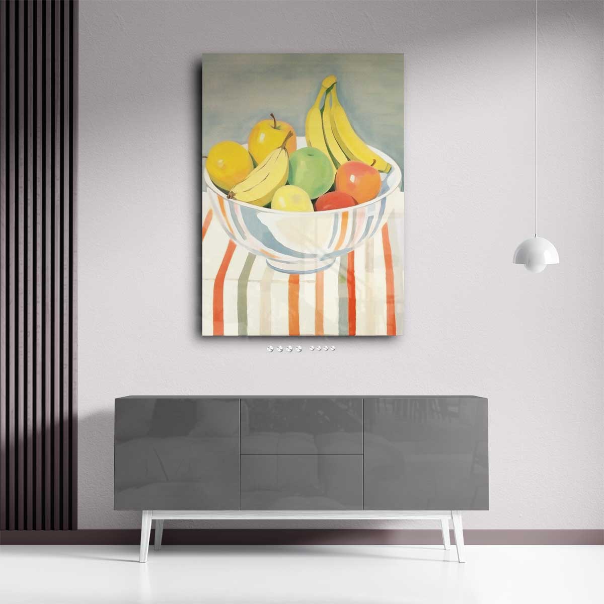 Kleurrijke Fruitmand in Impressionistische Stijl – plexiglas wanddecoratie in portret formaat