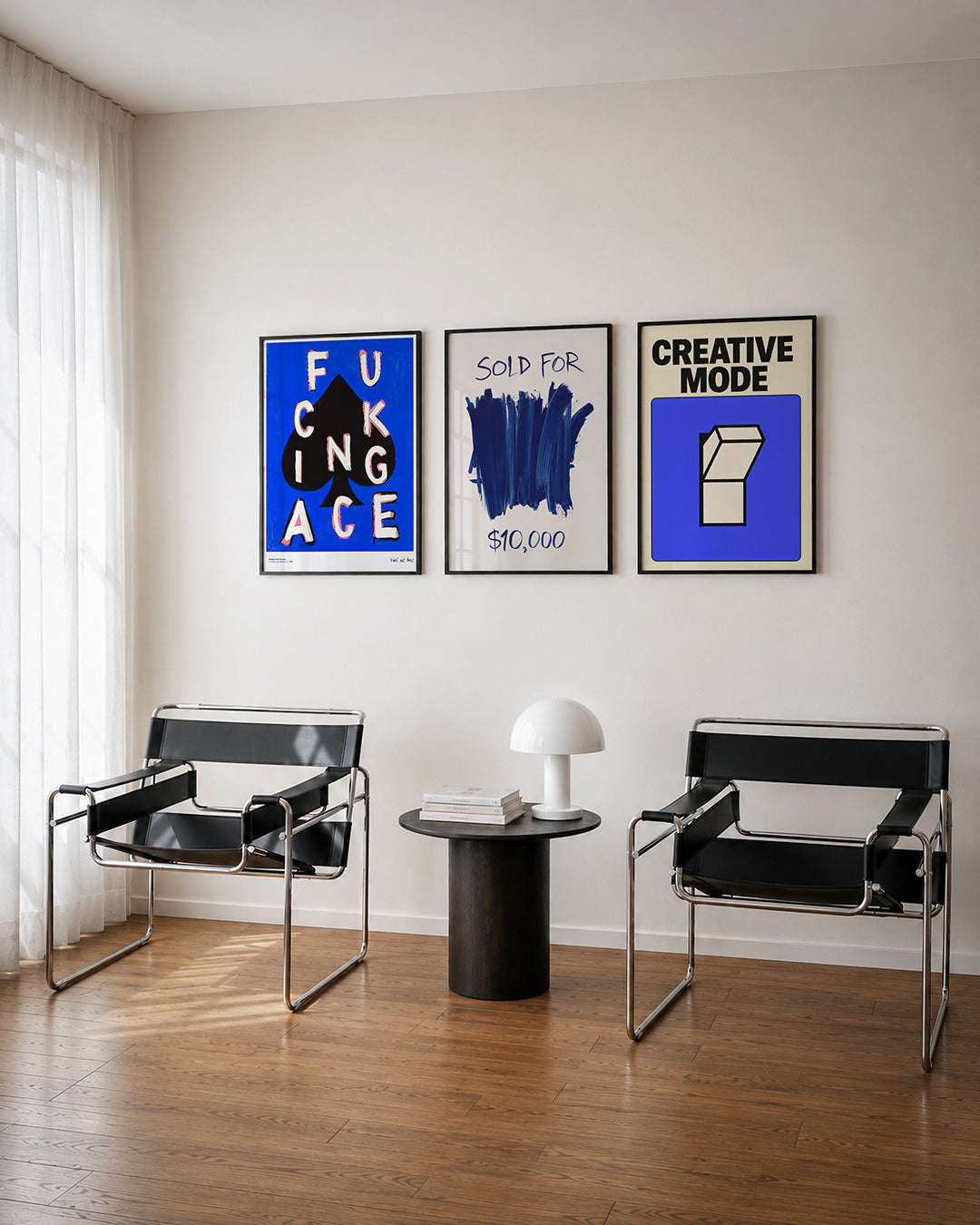 Speelse typografie driedelige posterset – deze posterset in drie delen toont een levendig lijnenspel