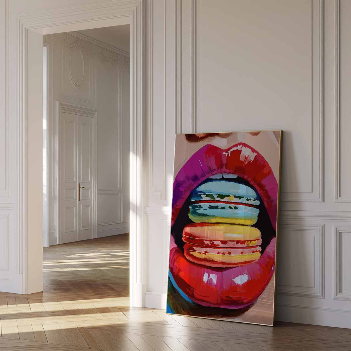 Kleurrijke Macaron Lippen – zomer poster als frisse staande wanddecoratie