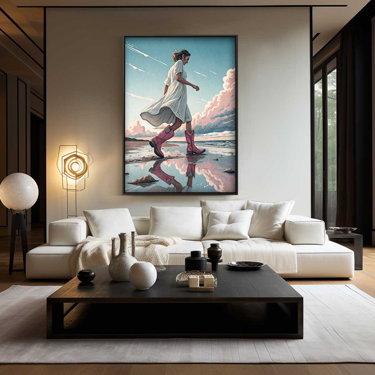 Stijlvolle Wandeling aan de Kust – kunstwerk met zwarte baklijst