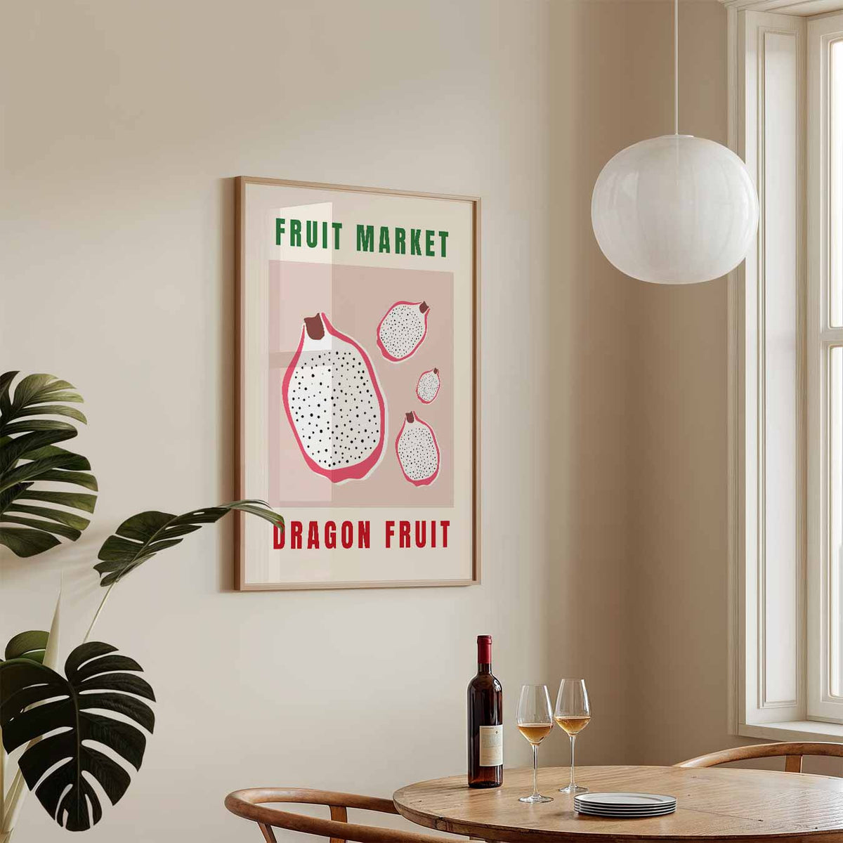Tropische Vibes Dragon Fruit – staande keuken wanddecoratie van WallArtistic