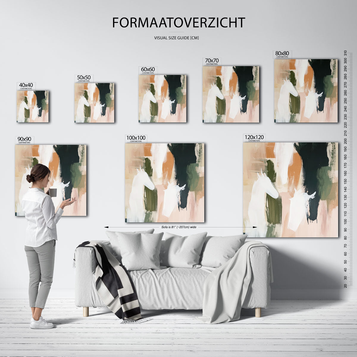 Abstracte paarden – vierkante muurposter voor een modern interieur