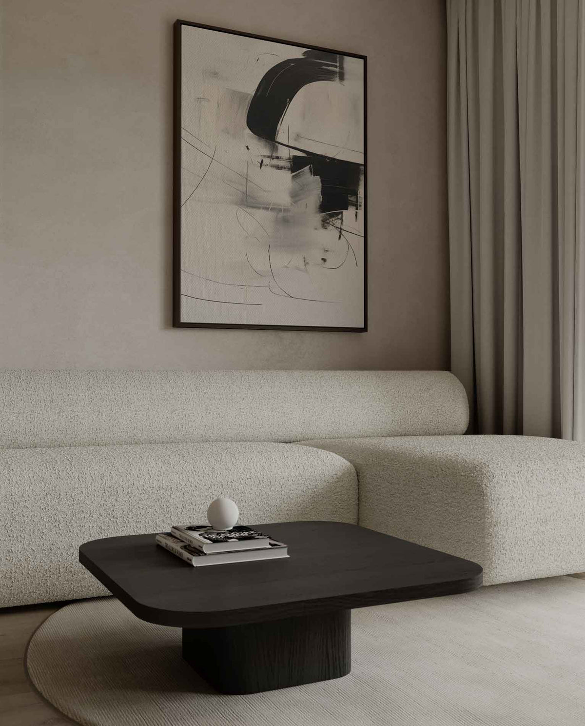 Abstracte Zwart-Wit Expressie – canvas kunstwerk als wanddecoratie