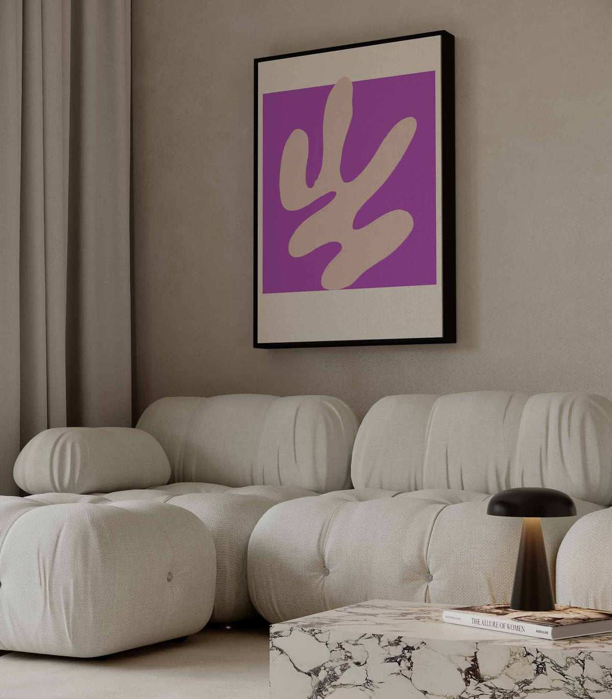 Abstract purpere flow – staande wandkunst voor woonkamer of interieur