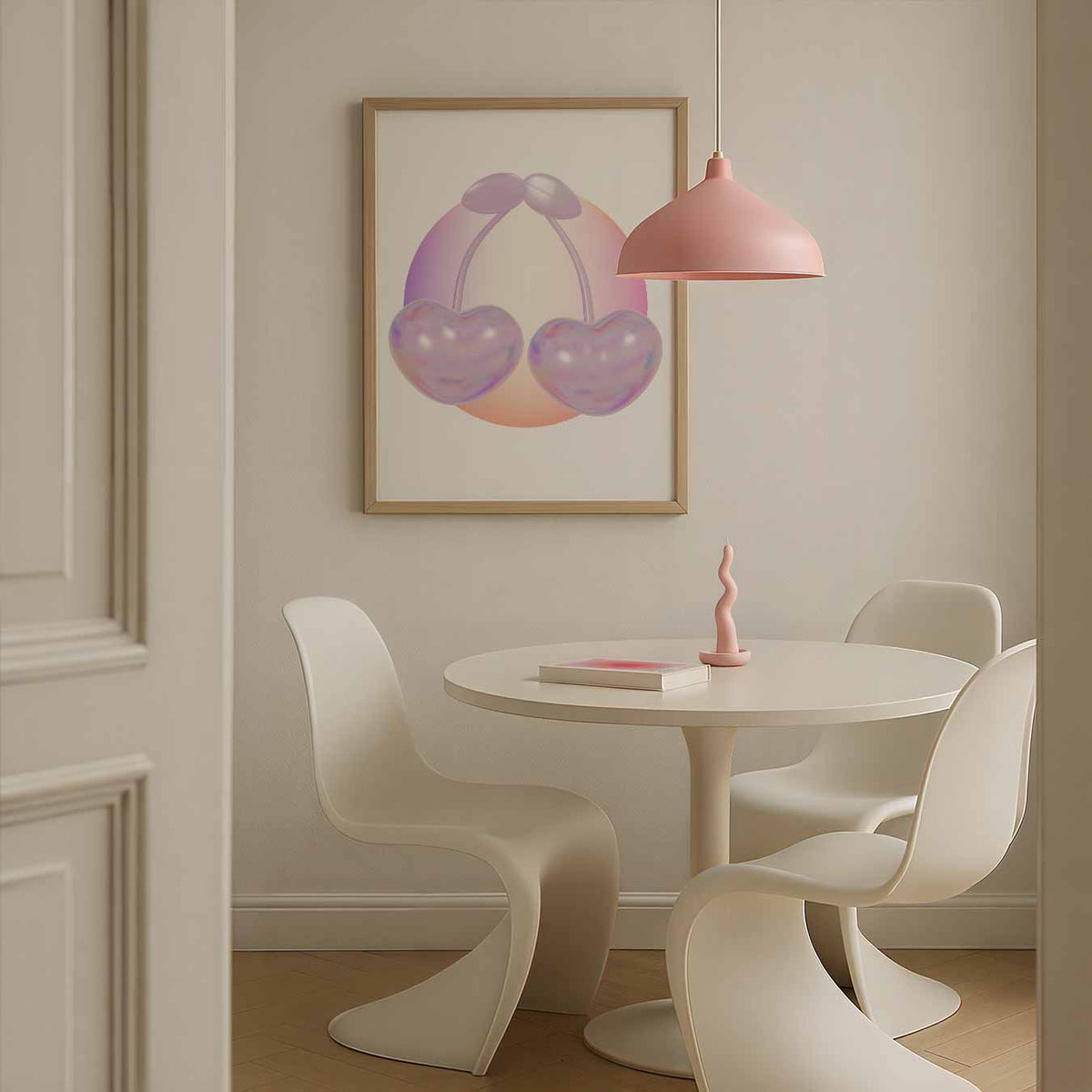 Zachte Pastel Kersen – zomerse poster in staand formaat