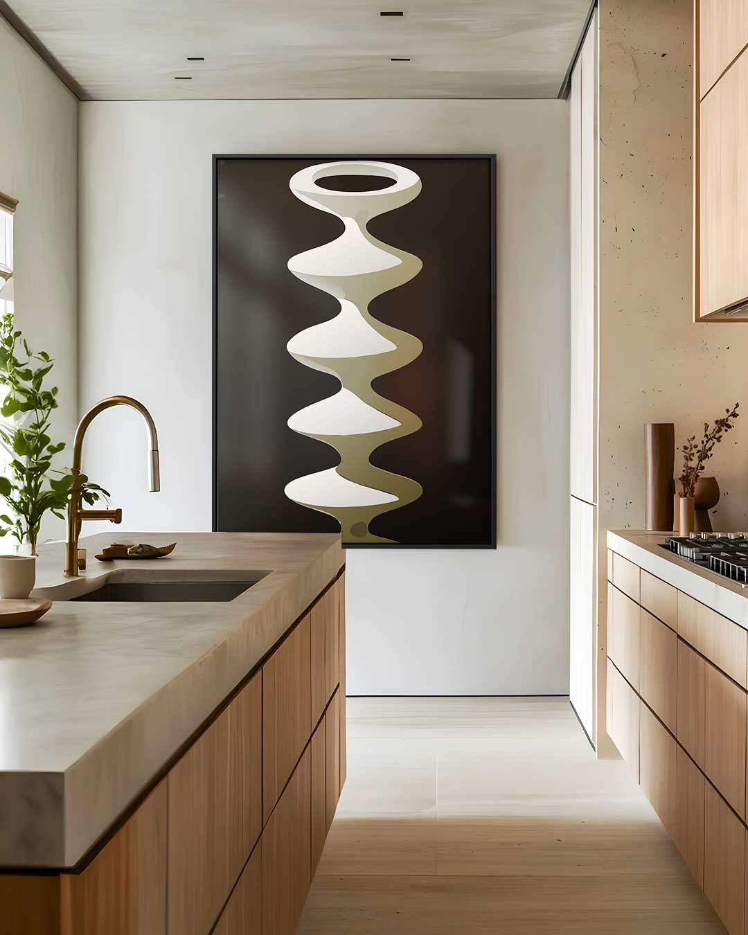 Abstracte Golfvaas – dibond wanddecoratie in staand formaat