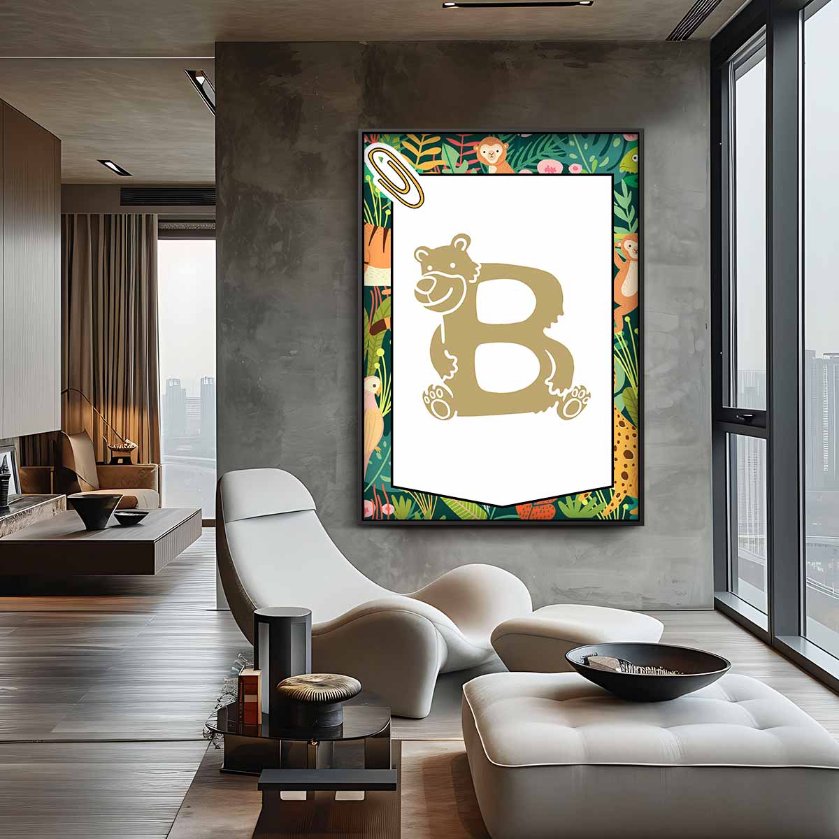 Dierenalfabet Poster - B van Beer – canvas wanddecoratie in portret formaat