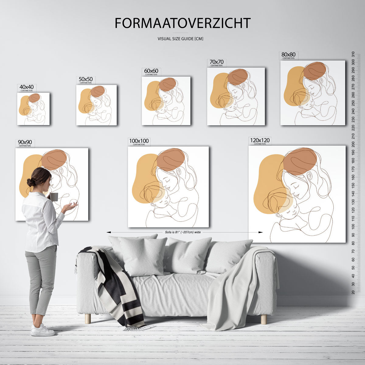 Moeder en kind – vierkante muurposter voor de kinderkamer