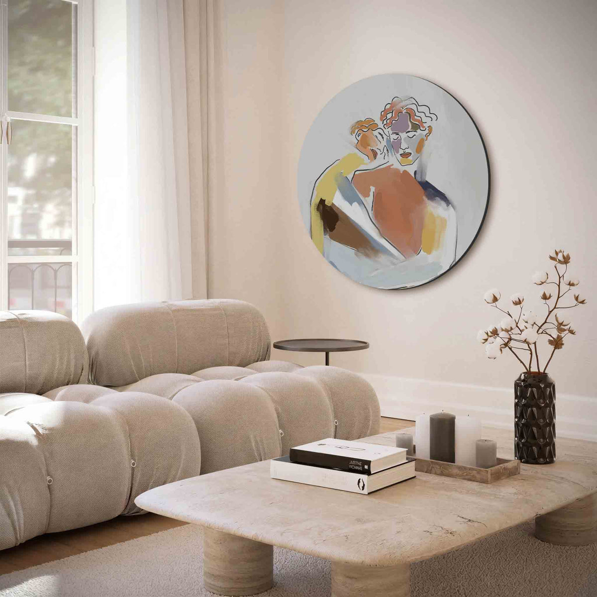 Abstracte figuren – muurcirkel met abstracte texturen voor aan de muur