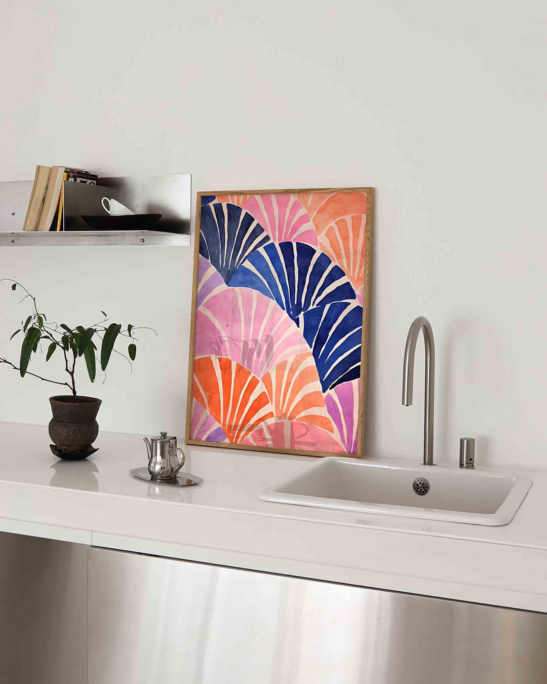 Abstracte schelpen – Aziatische poster in staand formaat