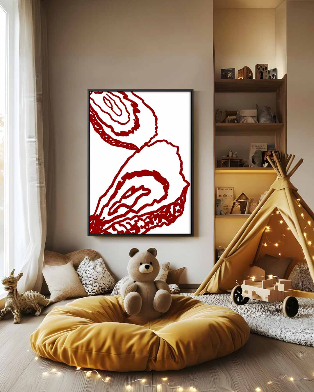 Abstracte Oesterlijnen – modern portret kunstwerk van WallArtistic