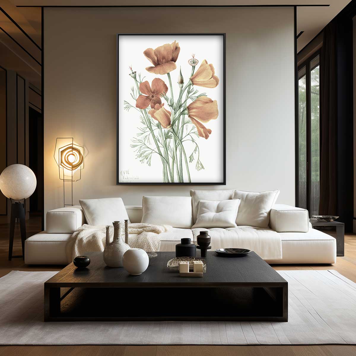 Bloeiende Klaprozen Schilderij – staand kunstwerk voor modern interieur