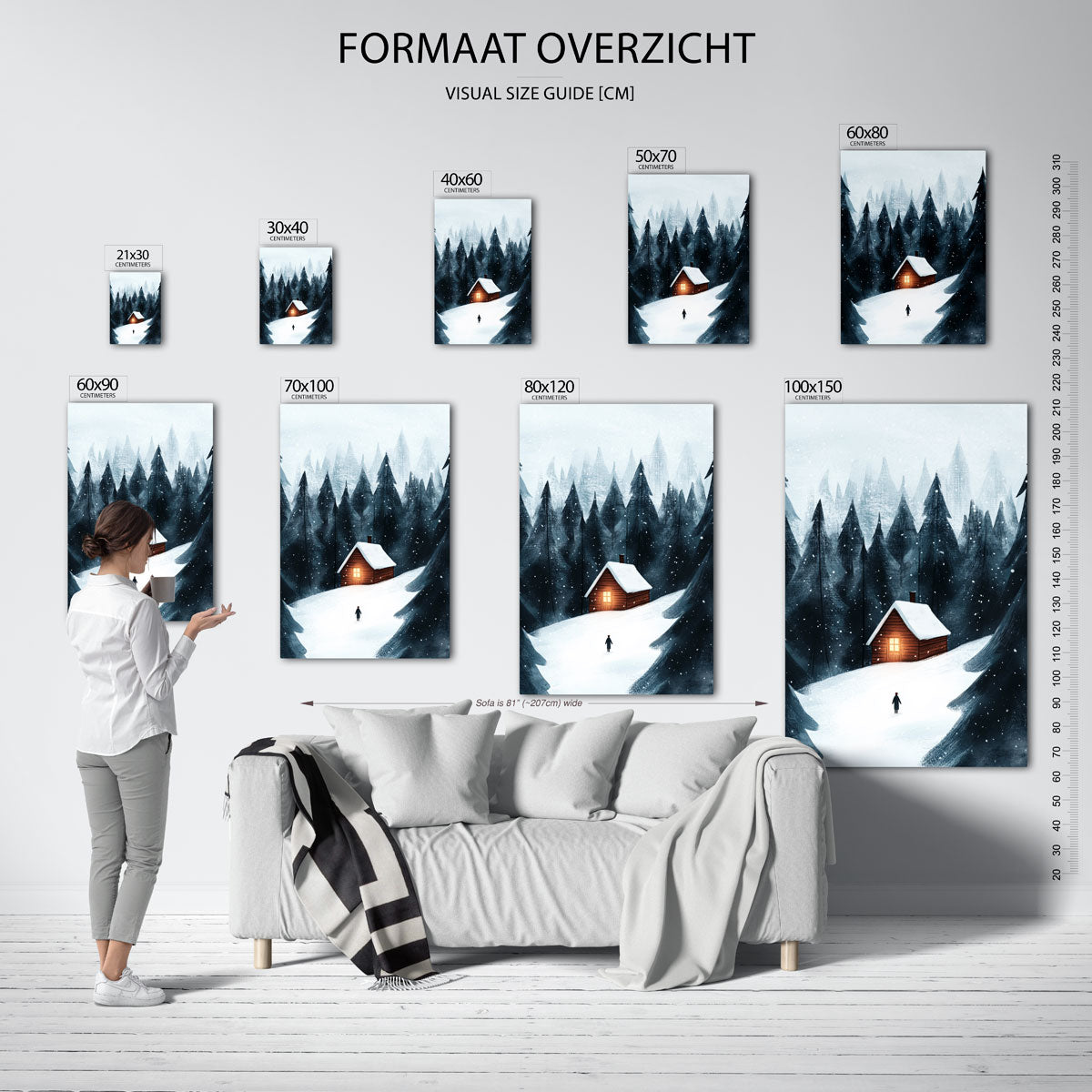 Sneeuwlandschap met huis – staande muurposter voor de kinderkamer