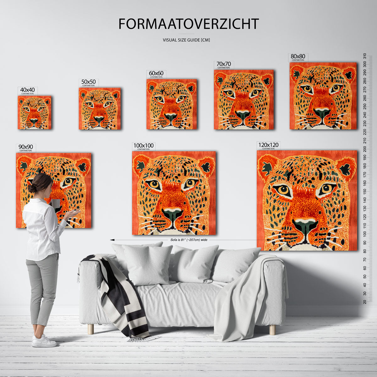 Luipaard gezicht – tropische wandkunst als vierkante poster