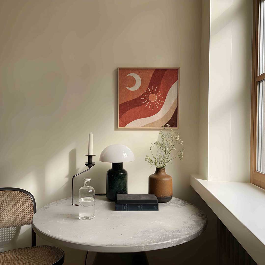 Zon en maan – abstracte poster in vierkant formaat