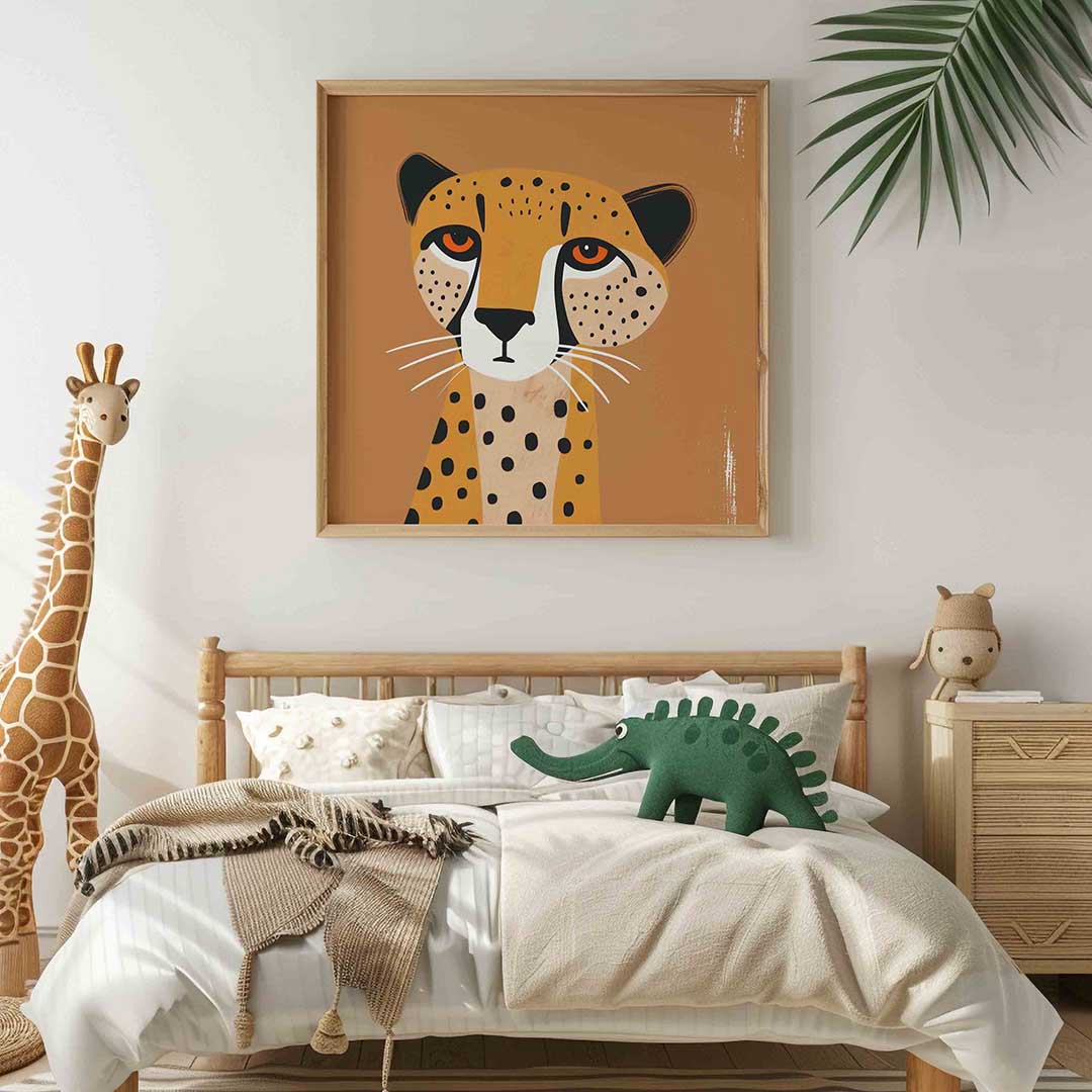 Luipaard portret – vierkante kinderkamer wanddecoratie van WallArtistic