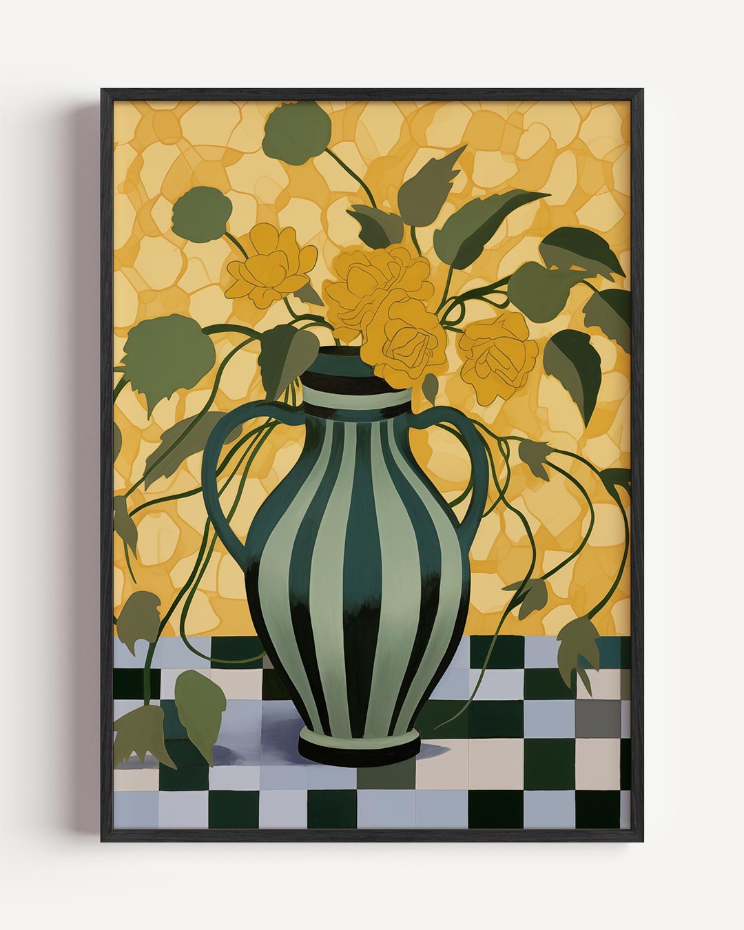 Vrolijke Vaas met Bloemen – zomer portret poster als wanddecoratie