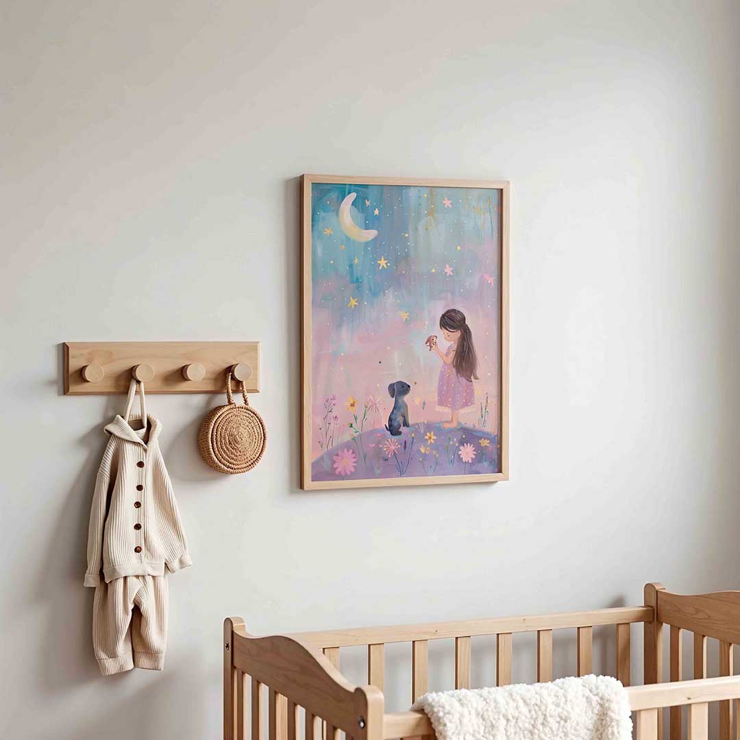 Meisje met hond – kinderposter in staand formaat