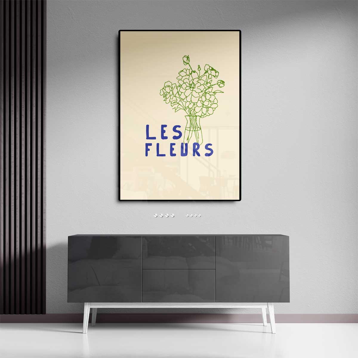 Les Fleurs Minimalistische Bloemenkunst – canvas kunstwerk als wanddecoratie