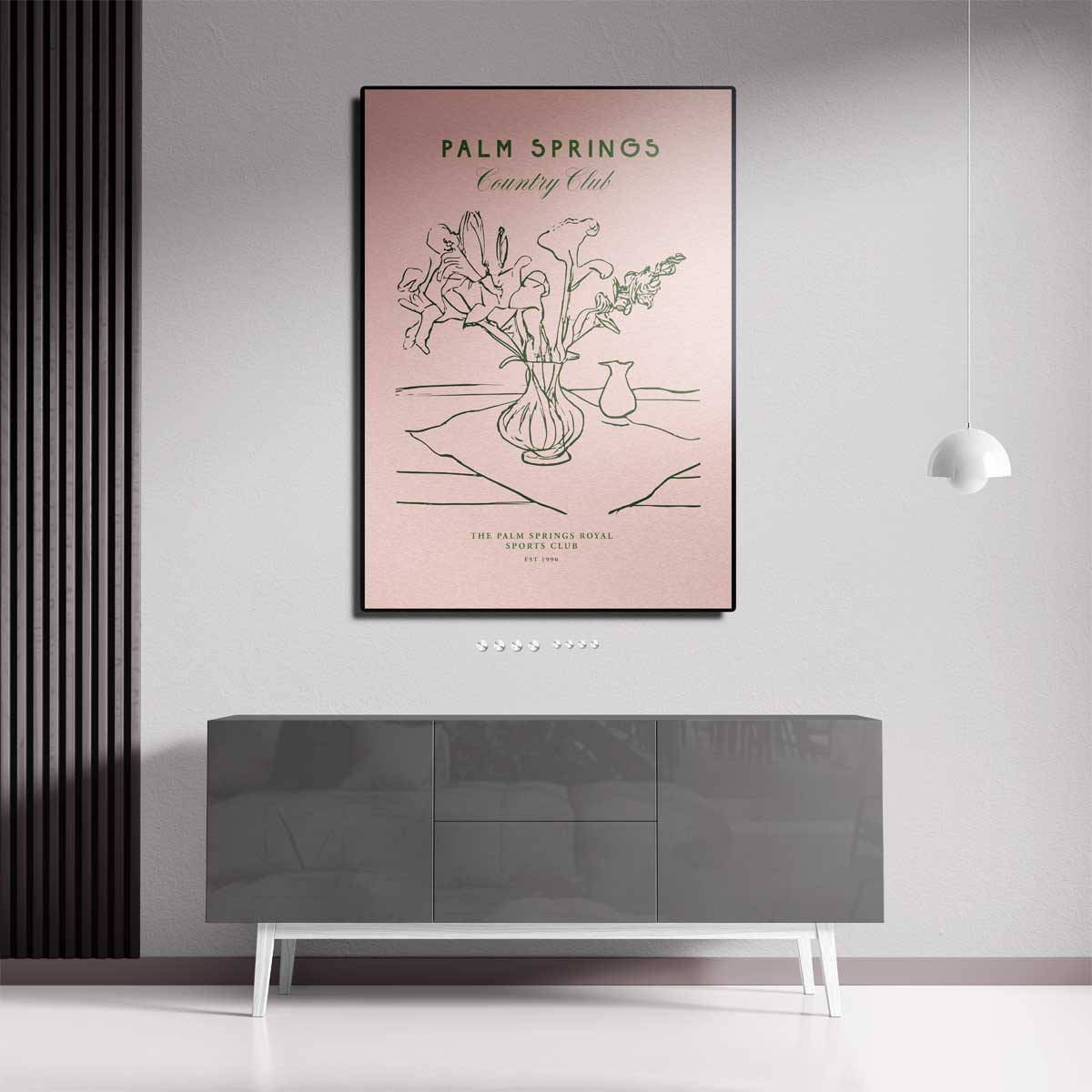 Palm Springs Country Club Bloemenprint – canvas kunstwerk als wanddecoratie