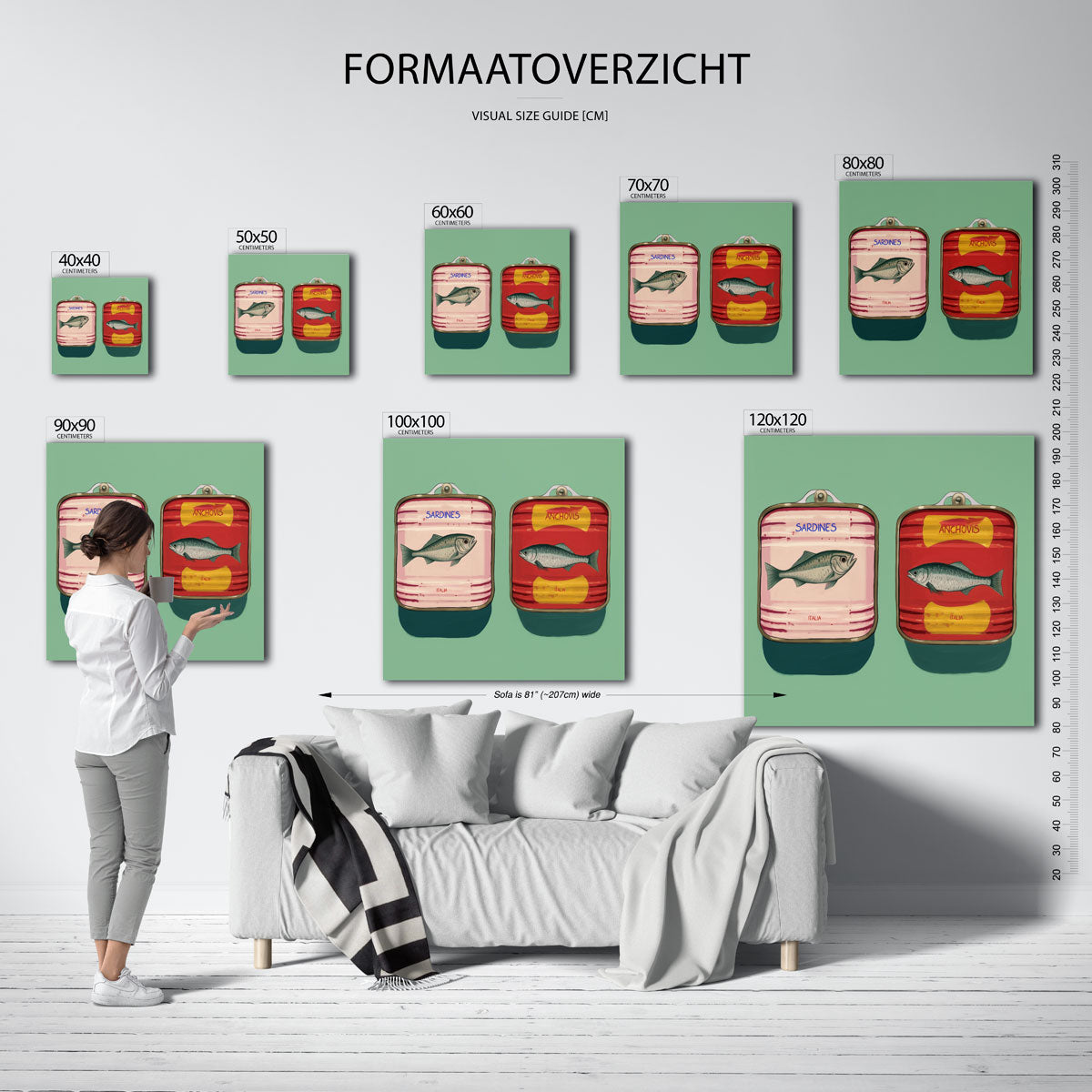 Visconserven – vierkante muurposter voor keuken of eethoek