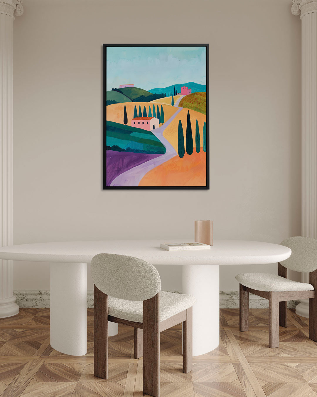Landschap met heuvels – staand wanddecoratie kunstwerk