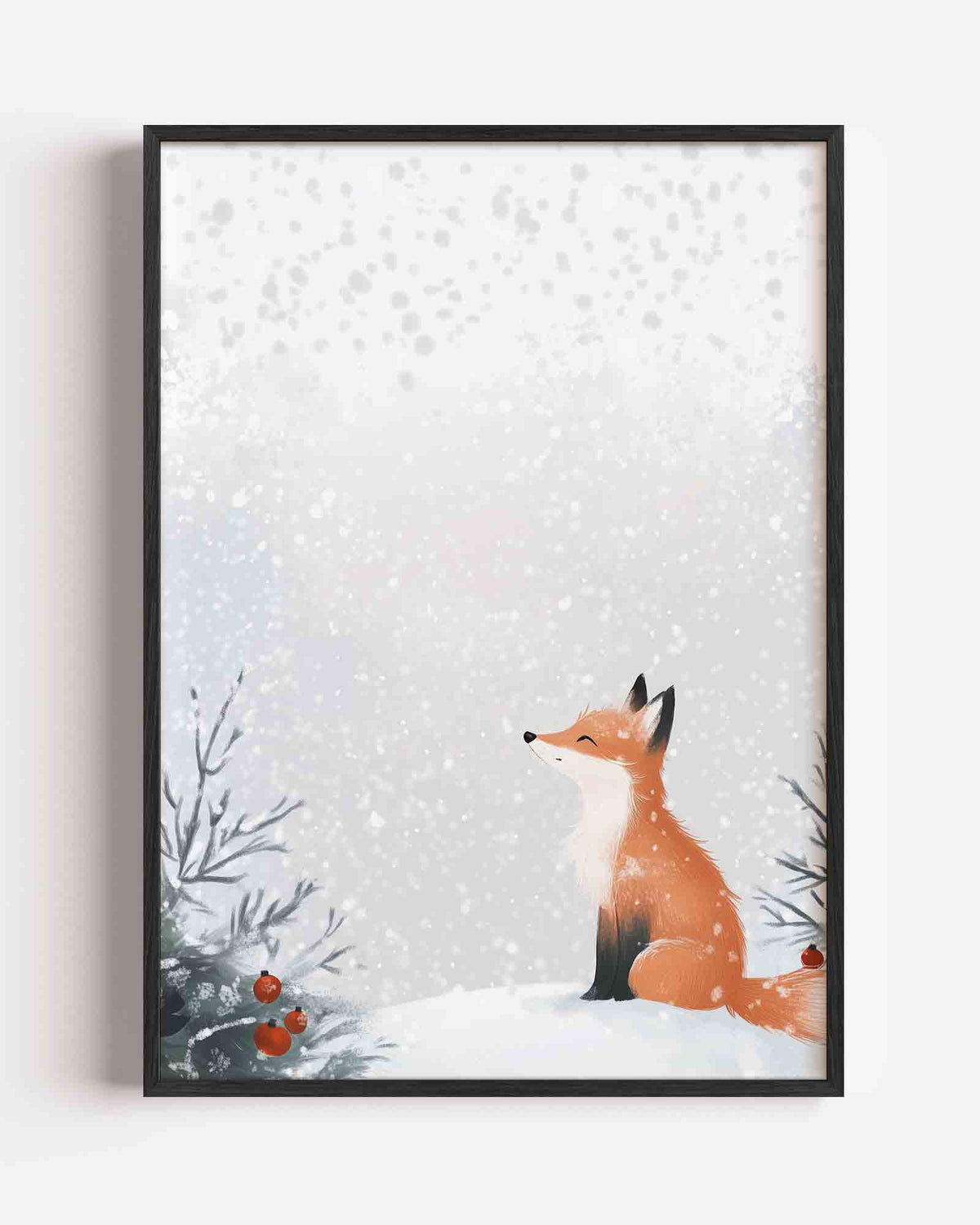 Vos in sneeuw – kids portret poster als wanddecoratie