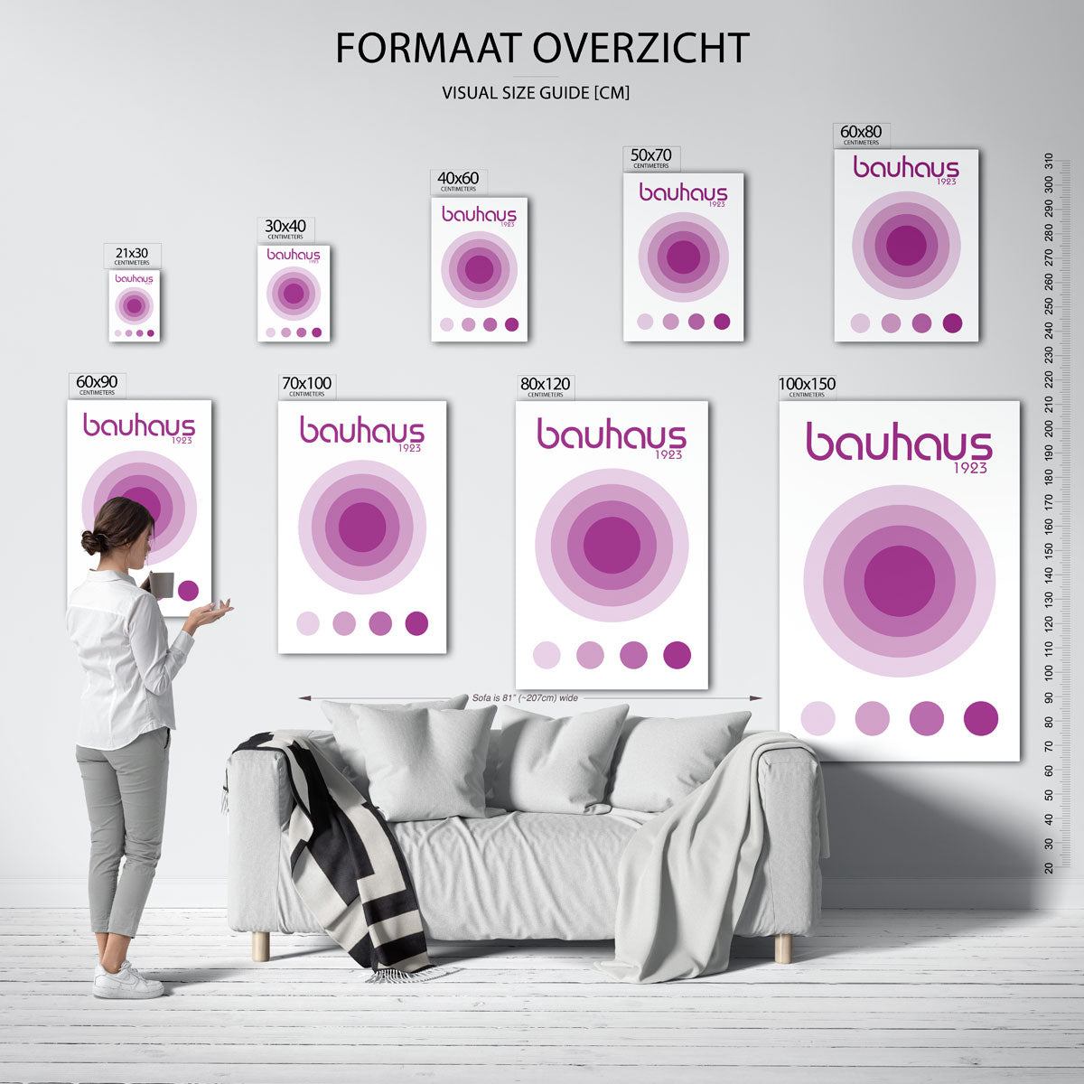 Cirkelvormen en kleuren – geometrische poster in Bauhaus-stijl van WallArtistic