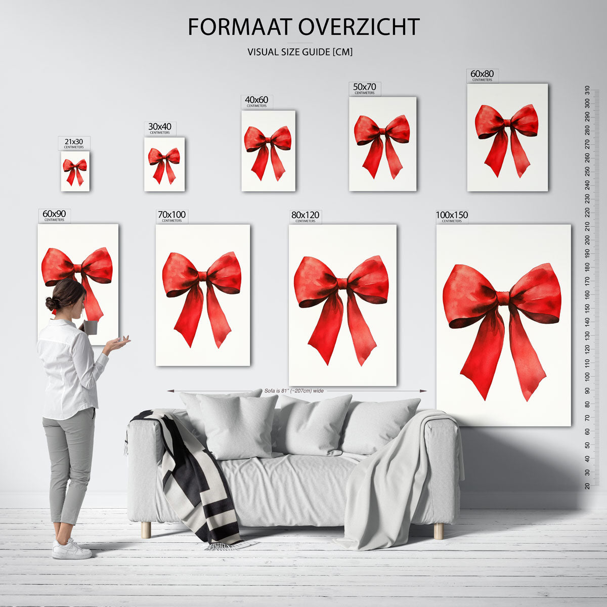 Rode strik – staande muurposter voor kerst