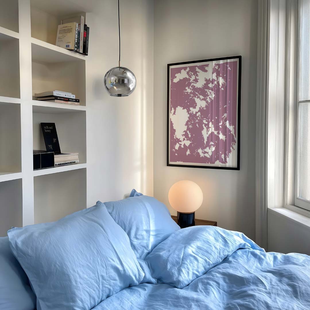 Abstracte Paarse Belevenis – staande kleurrijke abstracte wanddecoratie van WallArtistic