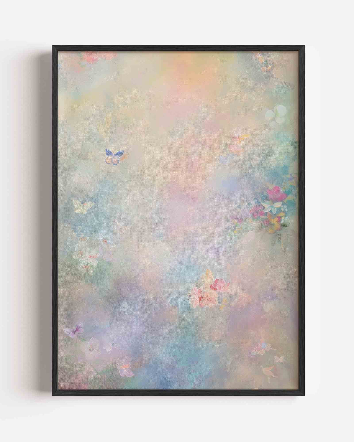 Vlinders en bloemen – kleurrijke abstracte portret poster als wanddecoratie
