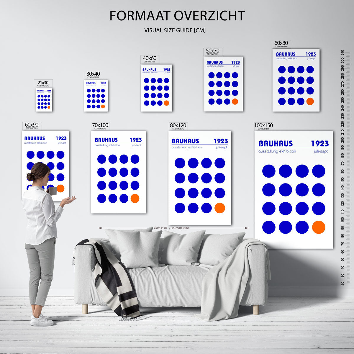 Cirkelritme en kleur – geometrische poster in Bauhaus-stijl van WallArtistic